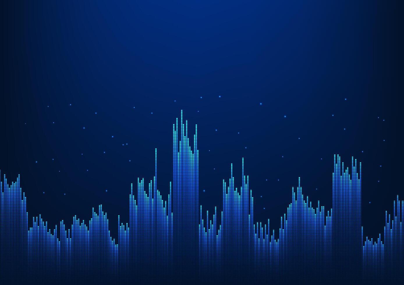 Abstract technology background A small square geometric shape of pixels arranged in a wavy gradient. The concept shows how the technology works in each phase. vector