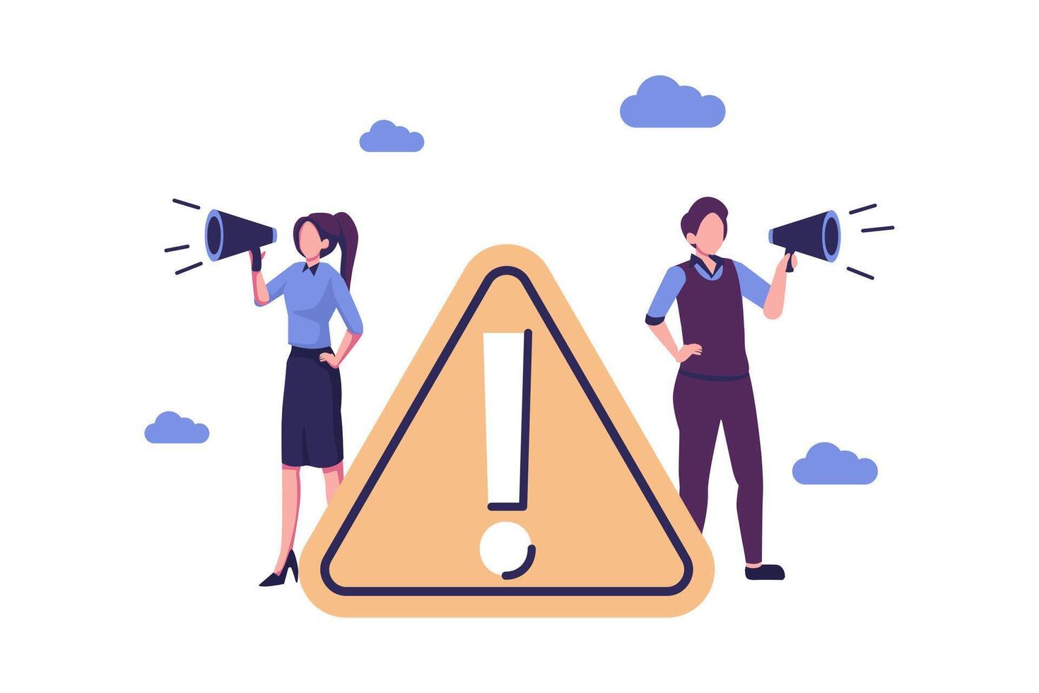 Important announcement, attention or warning information, breaking news or urgent message communication vector