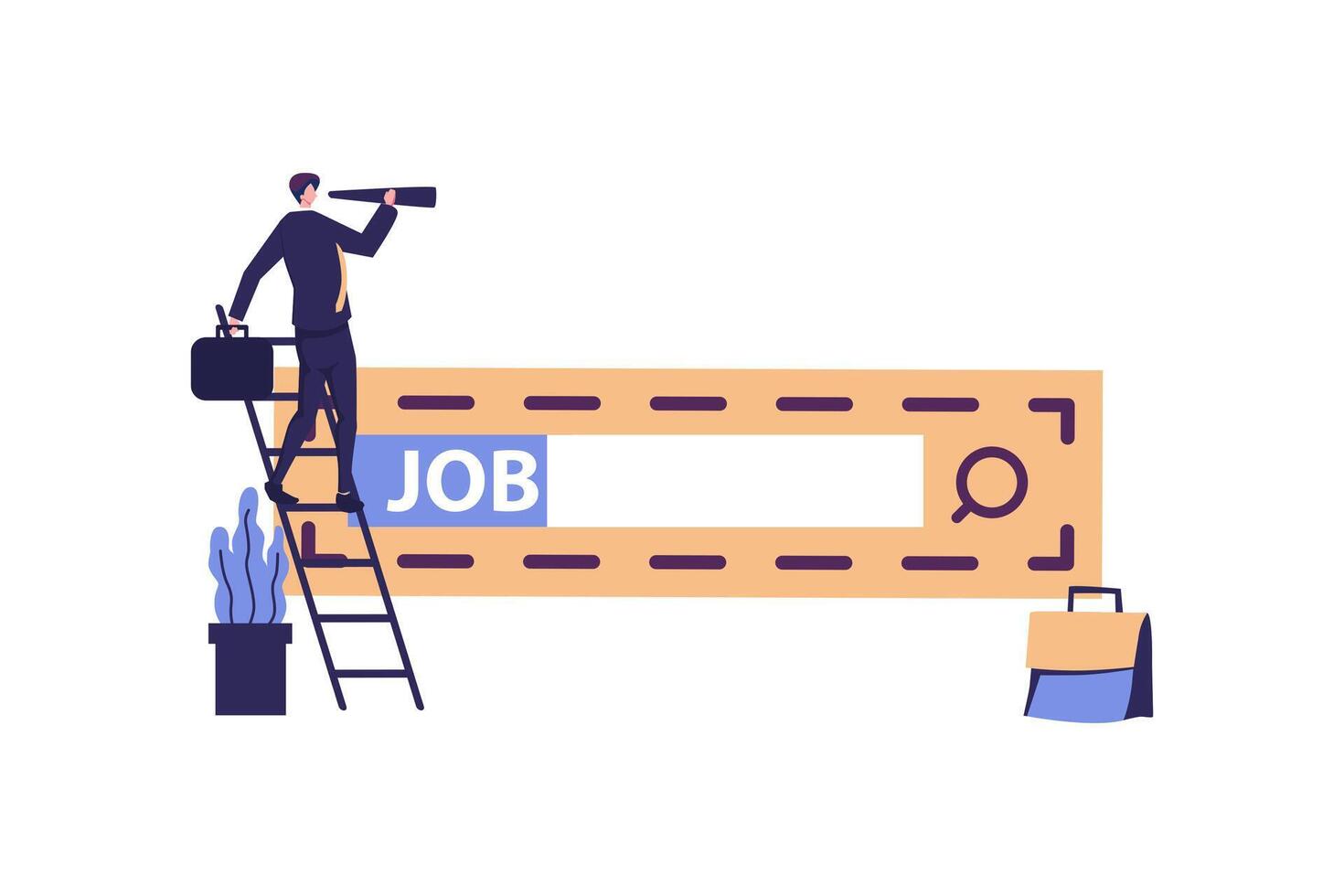 Looking for new job, employment, career or job search, find opportunity, seek for vacancy or work position concept, vector