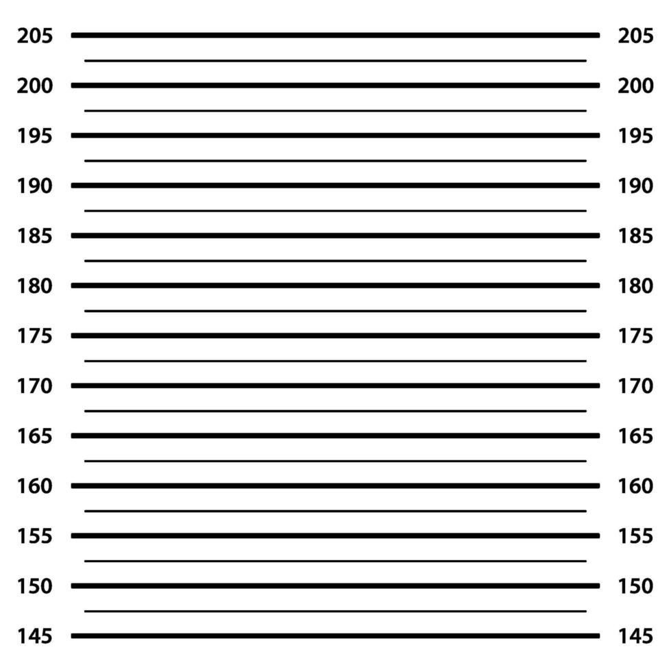 Photo zone mugshot with scale centimeters. Vector of identification by police, prison suspect, jail lineup, wanted chart portrait, wall line for photo, photography prisoner illustration