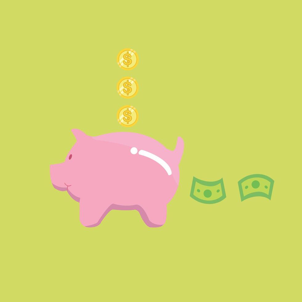 Piggy bank simple vector illustration in flat artwork style