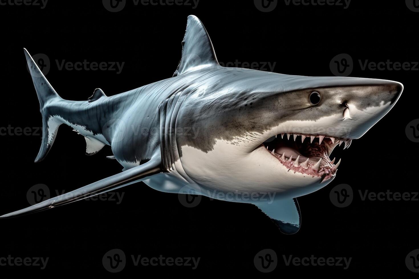 AI generated Great white shark closeup photo