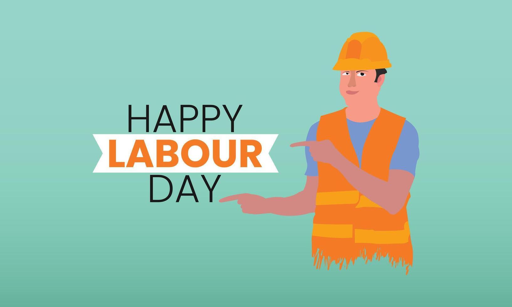 Primero mayo contento labor día, internacional labor día con construcción hombre vector ilustración.