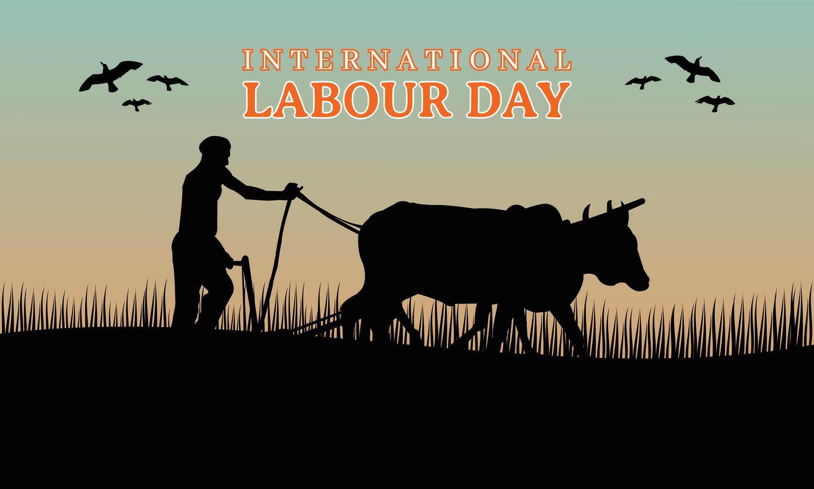International Labor Day with Farmer, vector agriculture poster design.