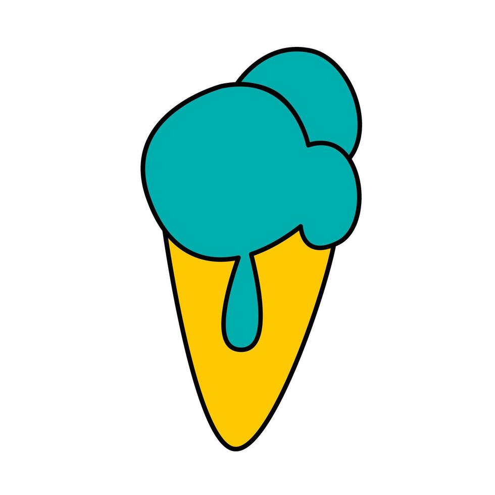 ice cream of summer doodles icon set vector