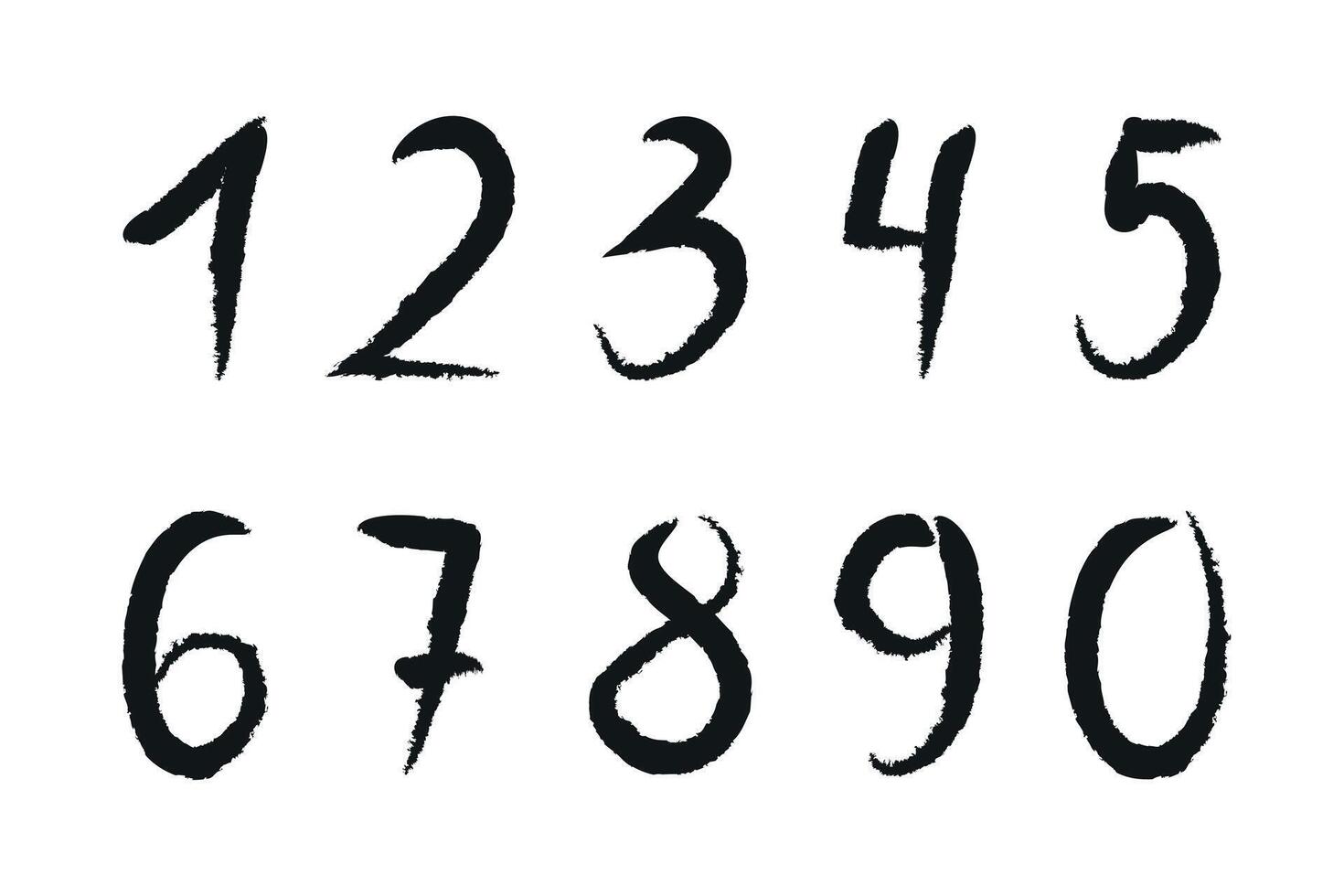 Vector set of calligraphic acrylic or ink numbers. ABC for your design.