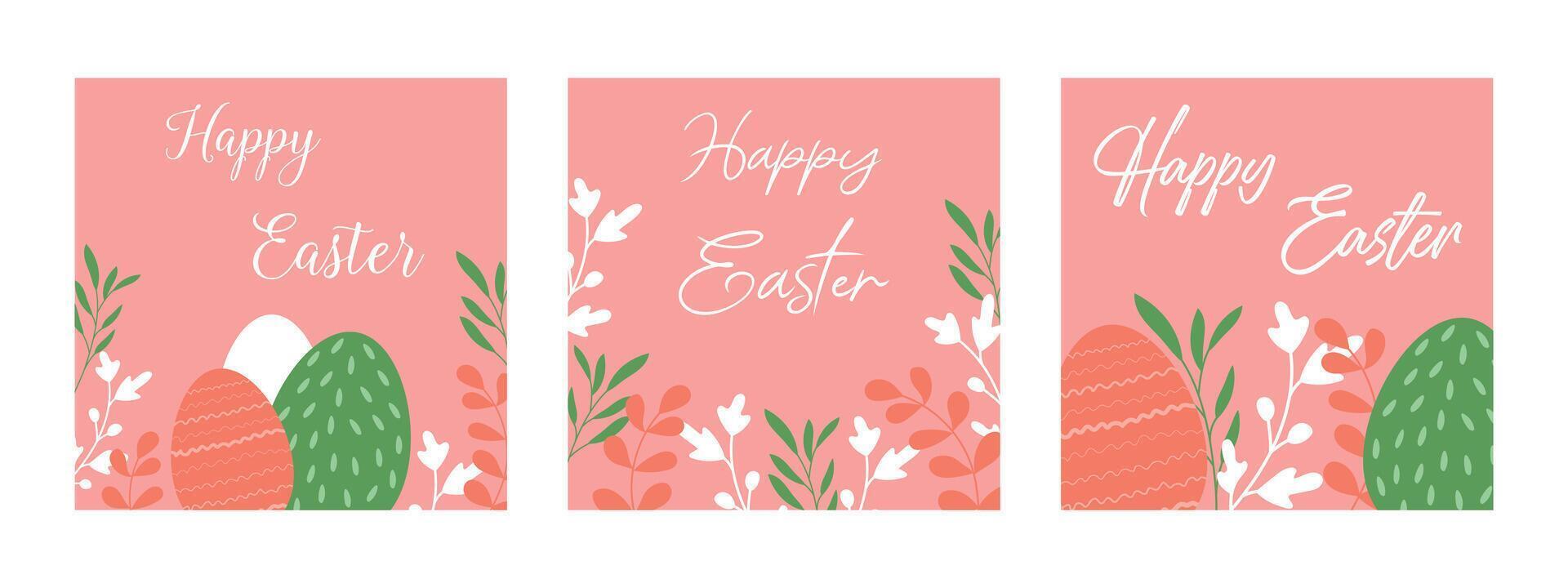 A set of Easter cards in a minimalist style. Easter greetings. vector