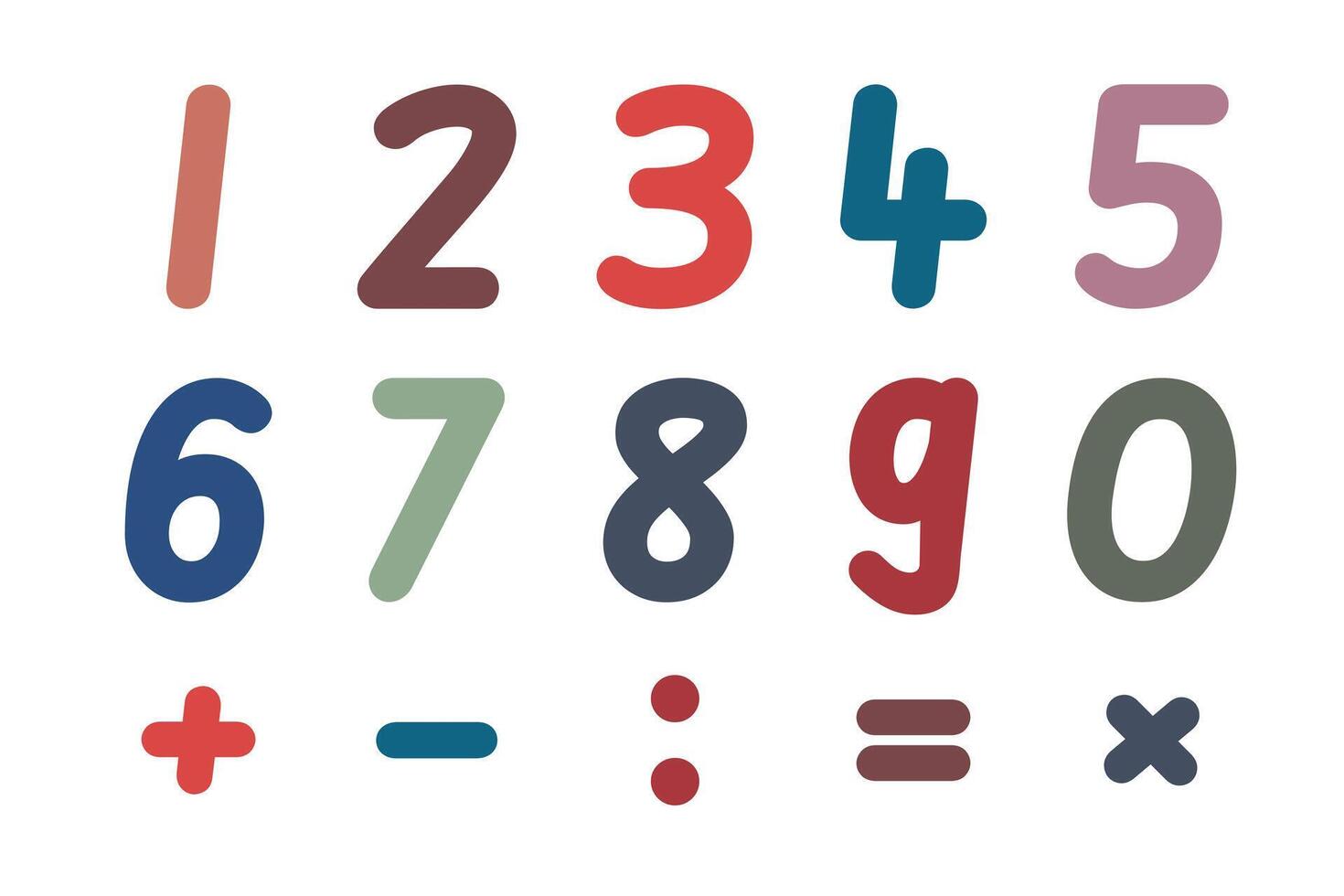 A set of numbers with mathematical signs. vector
