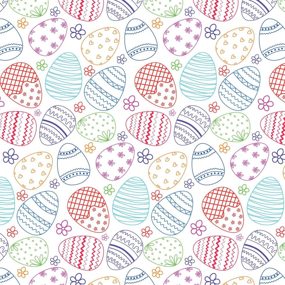 Easter background with drawn creative Easter eggs. vector