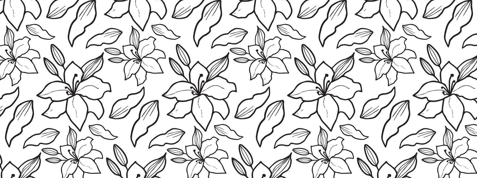 background with lily in black and white colors. vector