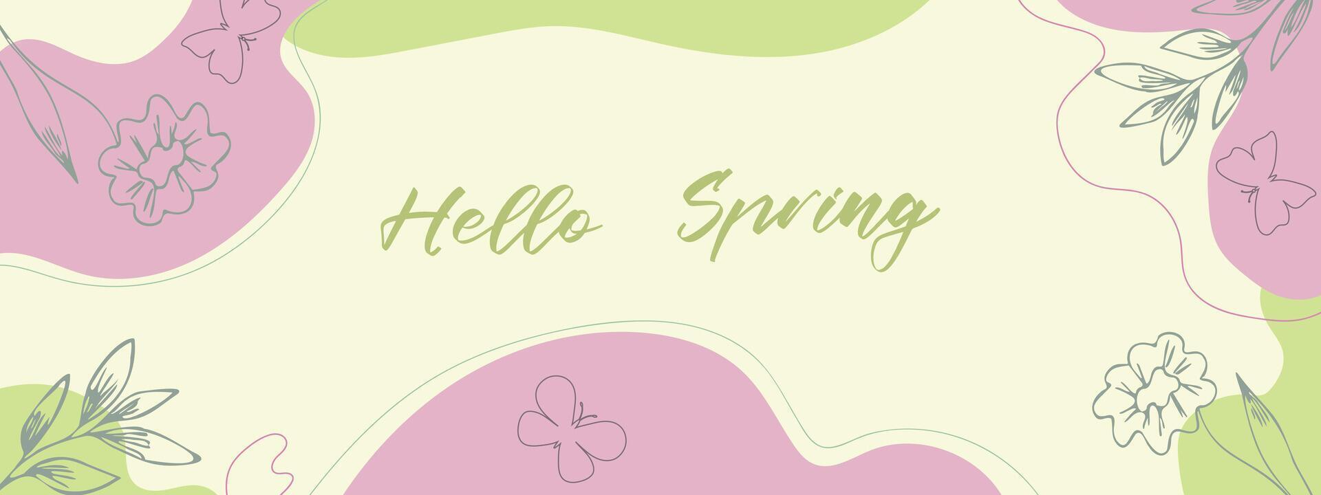 Spring background. Horizontal abstract banner Hello Spring. vector