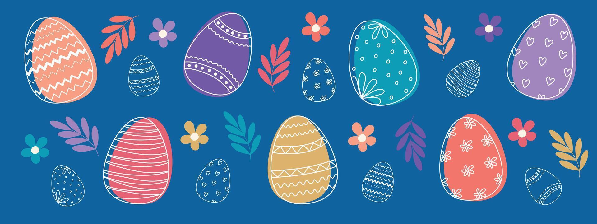 bandera con vistoso Pascua de Resurrección huevos. Pascua de Resurrección huevos concepto en moderno estilo. vector