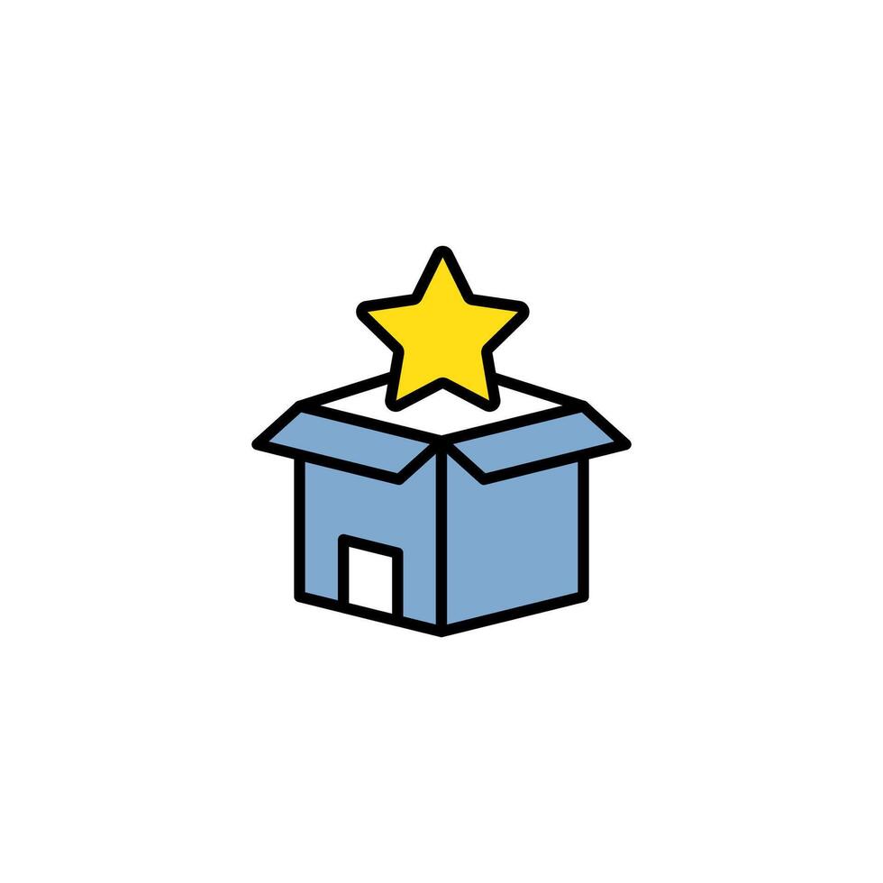 abierto regalo caja icono, estrella. icono vector