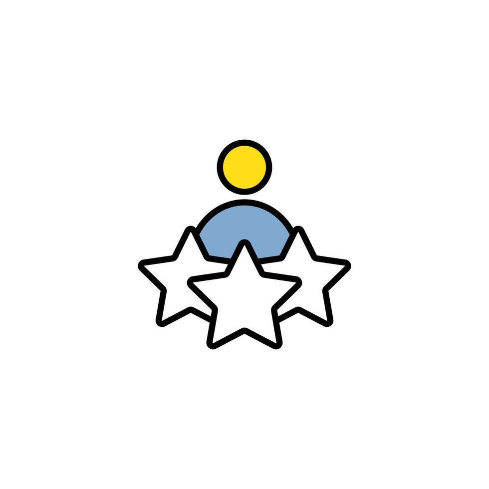 customer review icon, quality rating, feedback, three stars line symbol on white background vector