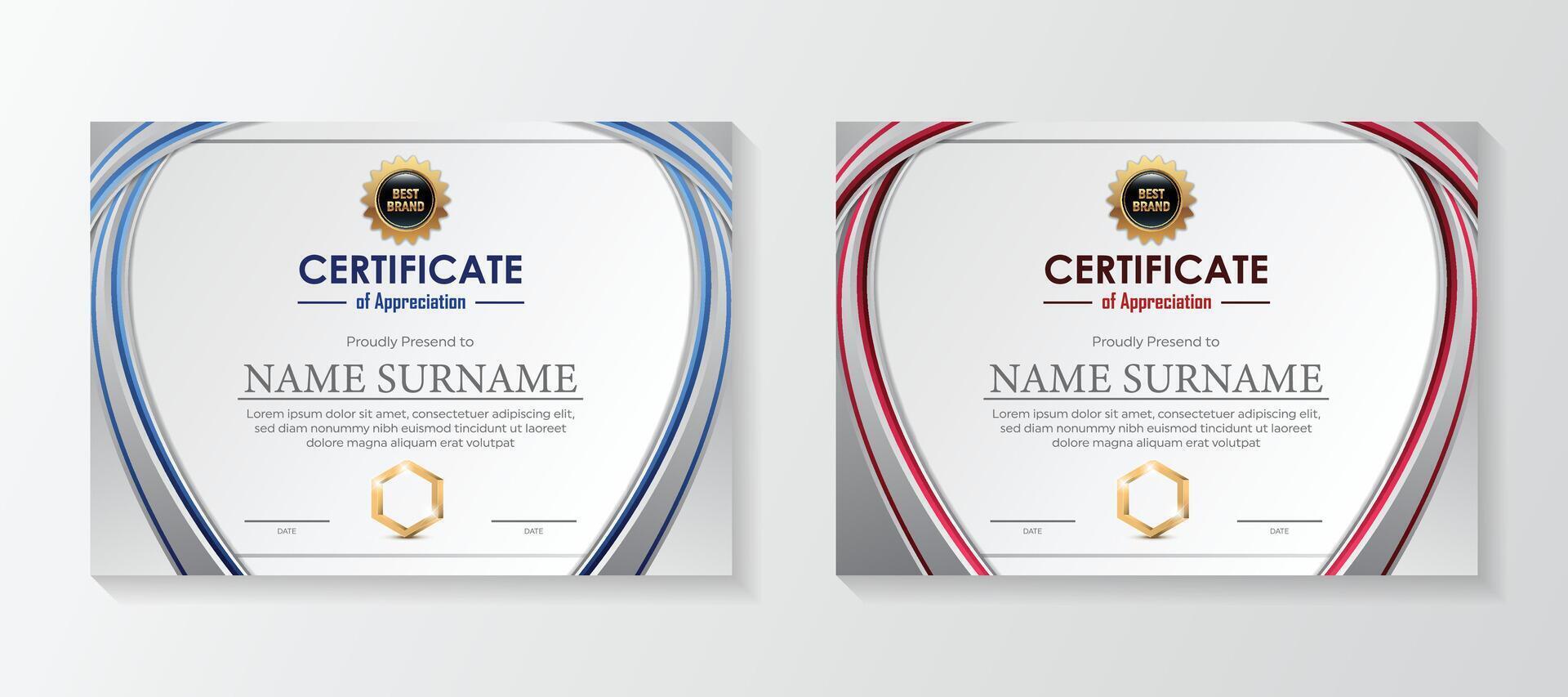 Set Modern certificate template in gradation and gold colors, luxury and modern style and award style vector image. Suitable for appreciation.