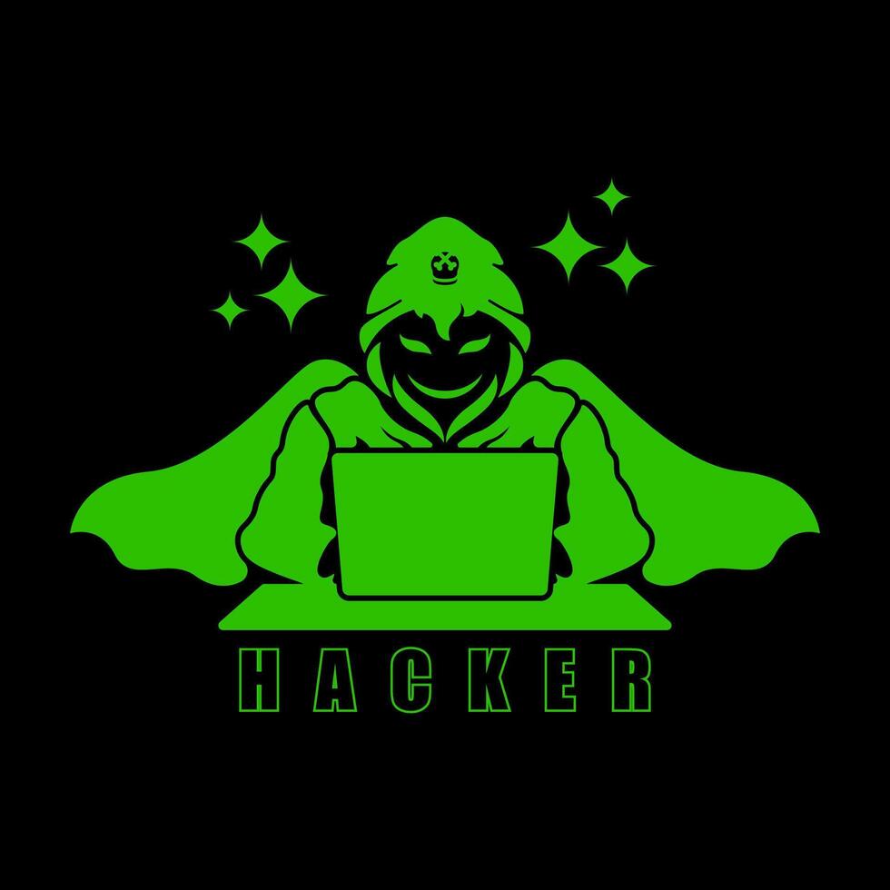 Green computer Hacker design illustration with laptop icon. vector