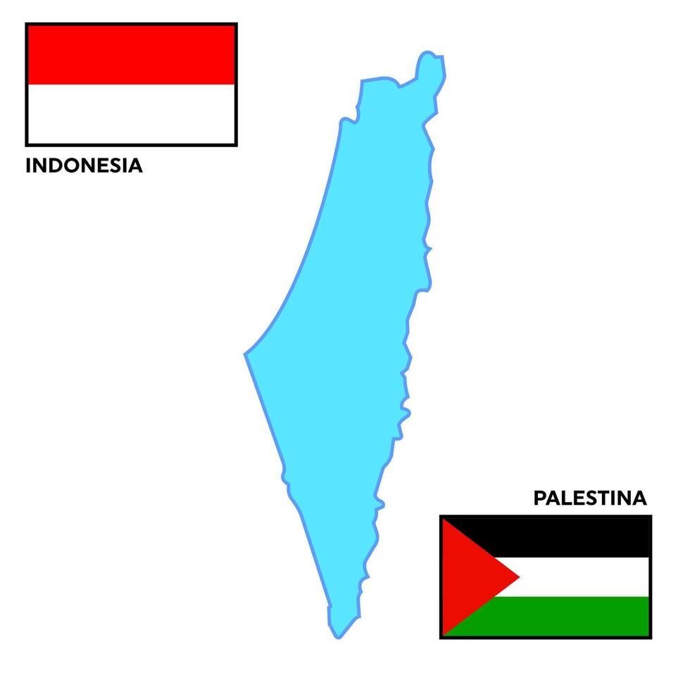 Palestine Map flag Vector Design Illustration. Indonesian and Palestinian flags. Symbol of independence. From the river to the sea, Palestine will be free.