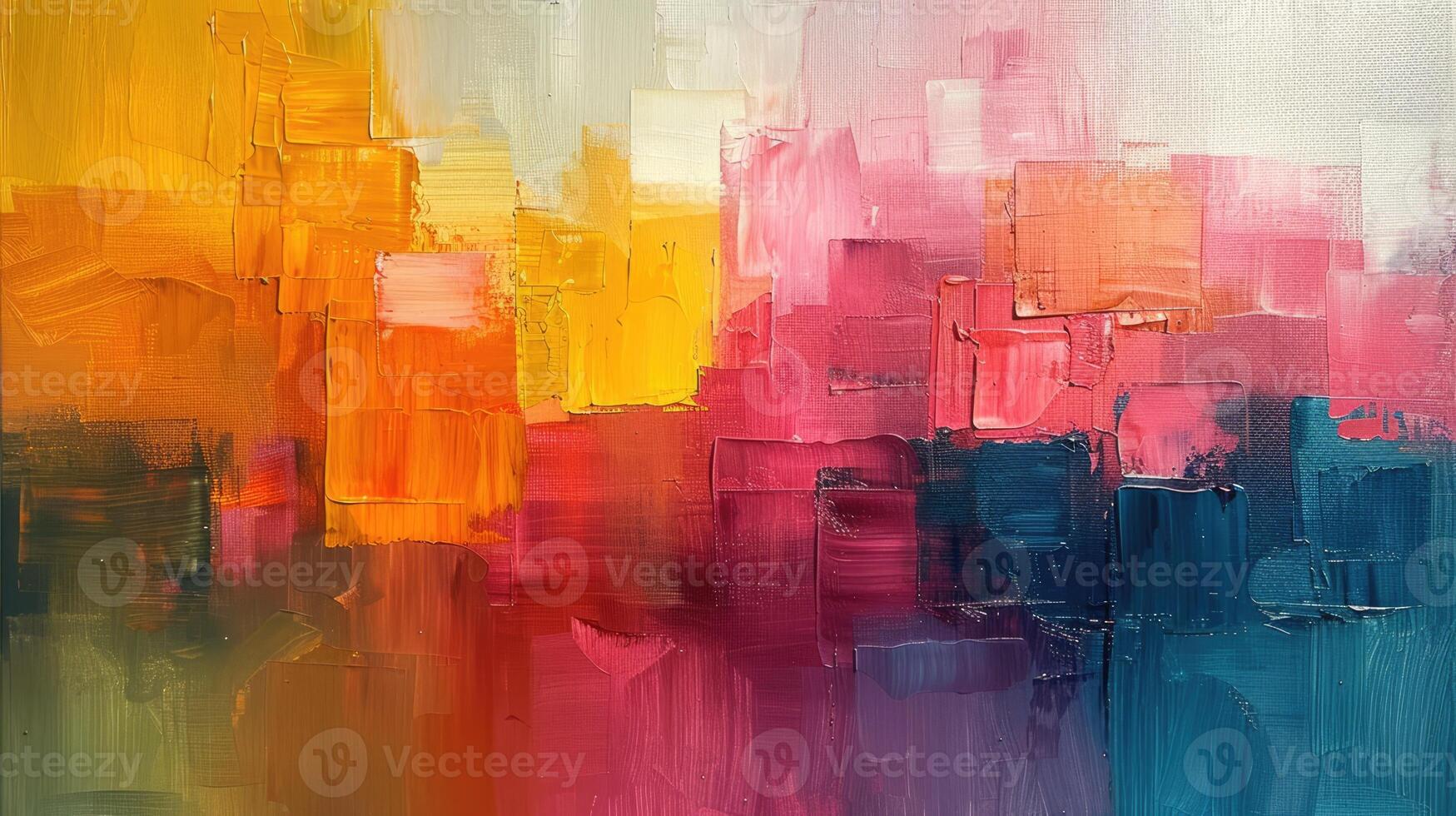 AI generated Generative AI, colorful grunge impasto painted canvas background. Geometric shapes photo