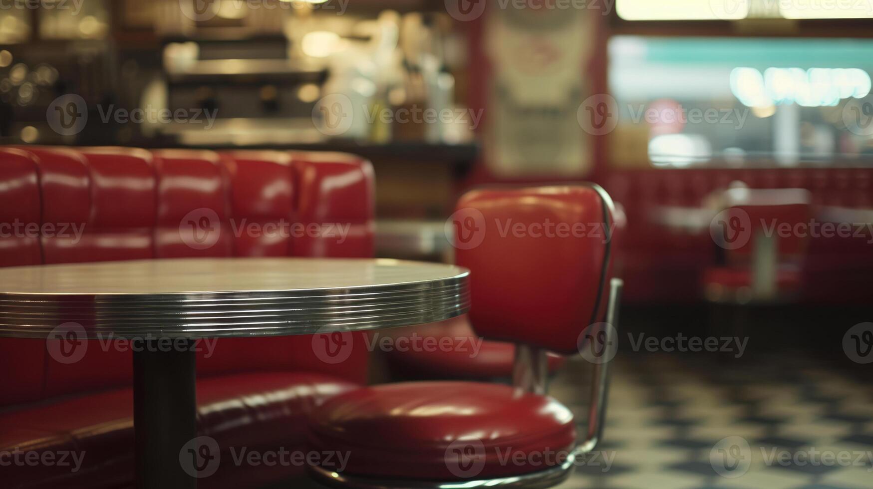 AI generated Generative AI, Vintage photo of American cafe 50s, retro interior design