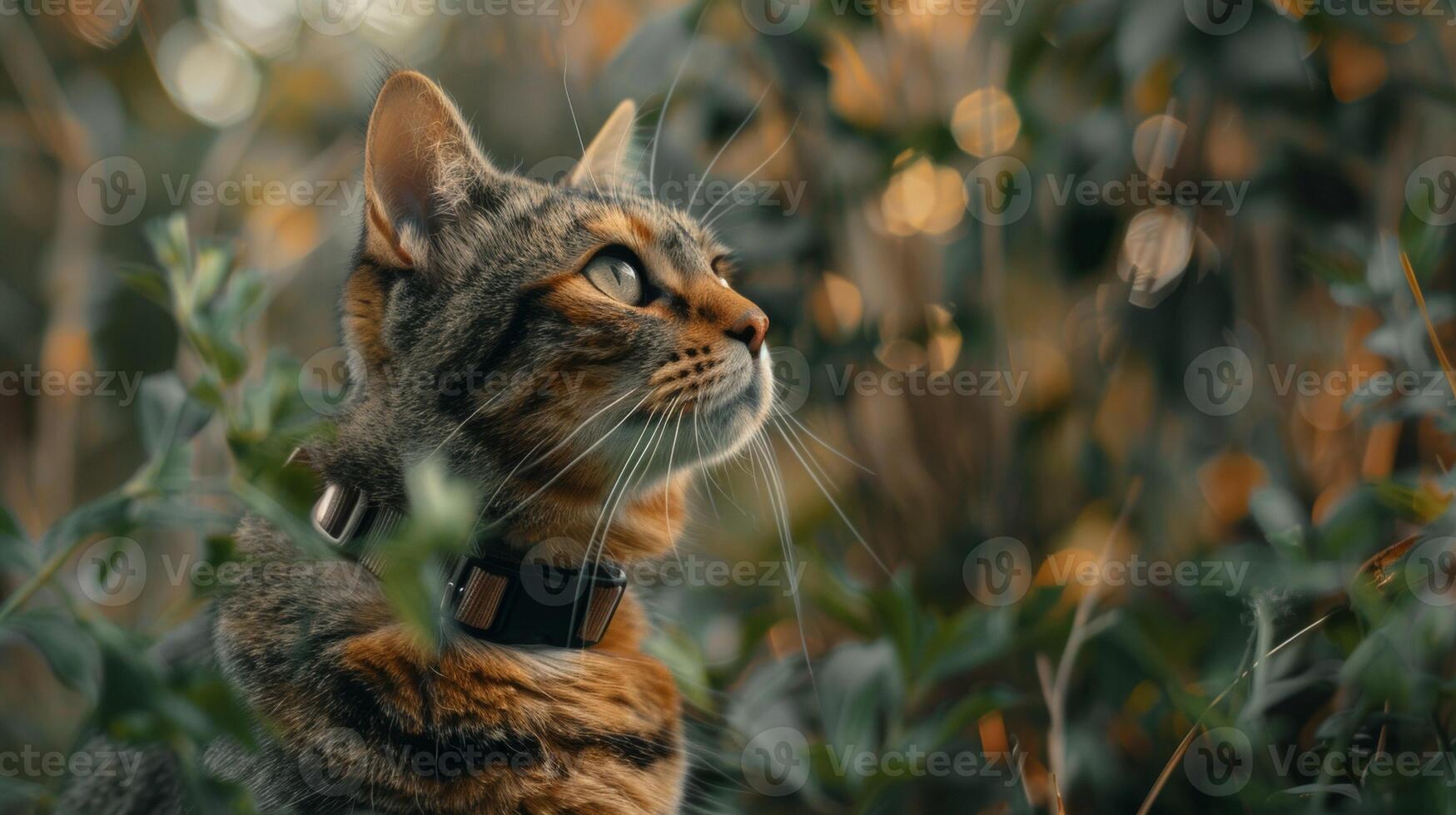 AI generated Cat with a cat collar professional photography photo