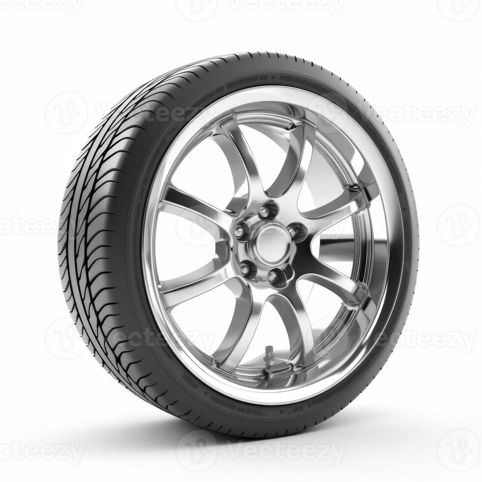 AI generated car wheel on a white background photo