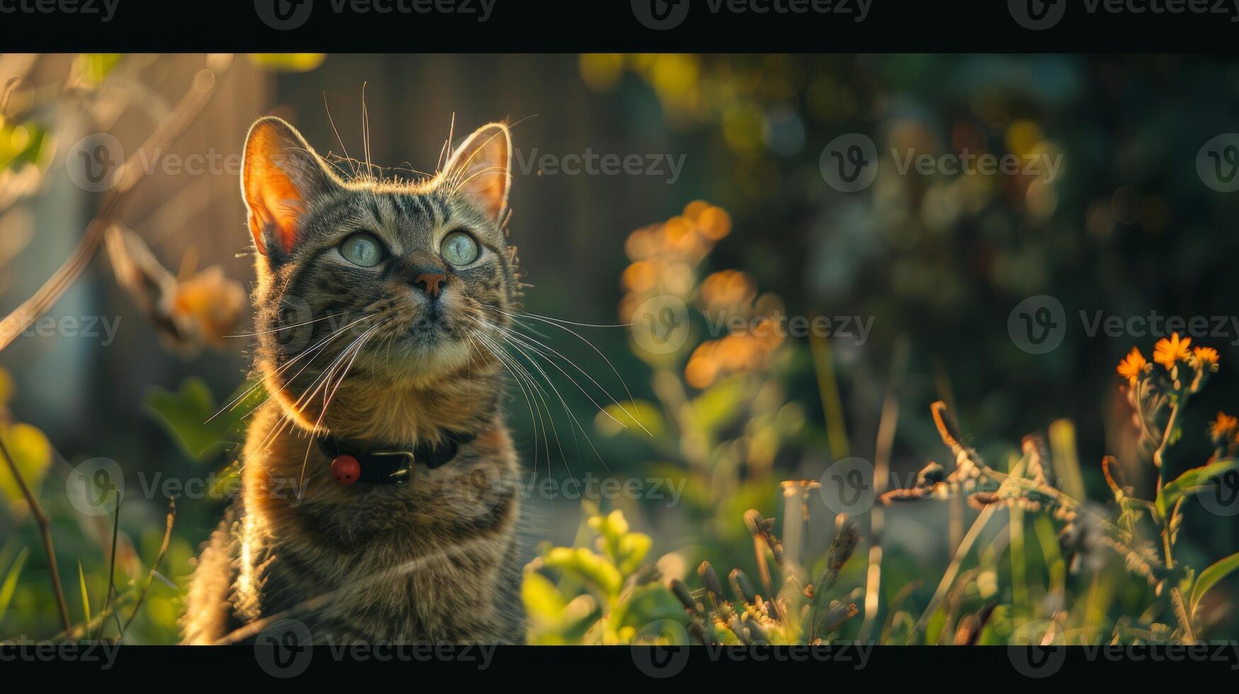 AI generated Cat with a cat collar professional photography photo