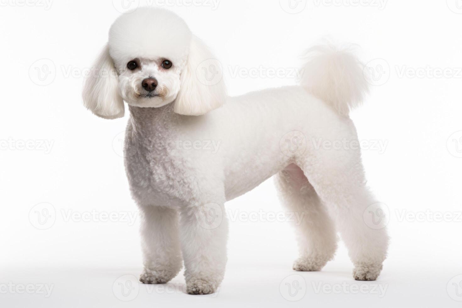 AI generated poodle dog on white background photo
