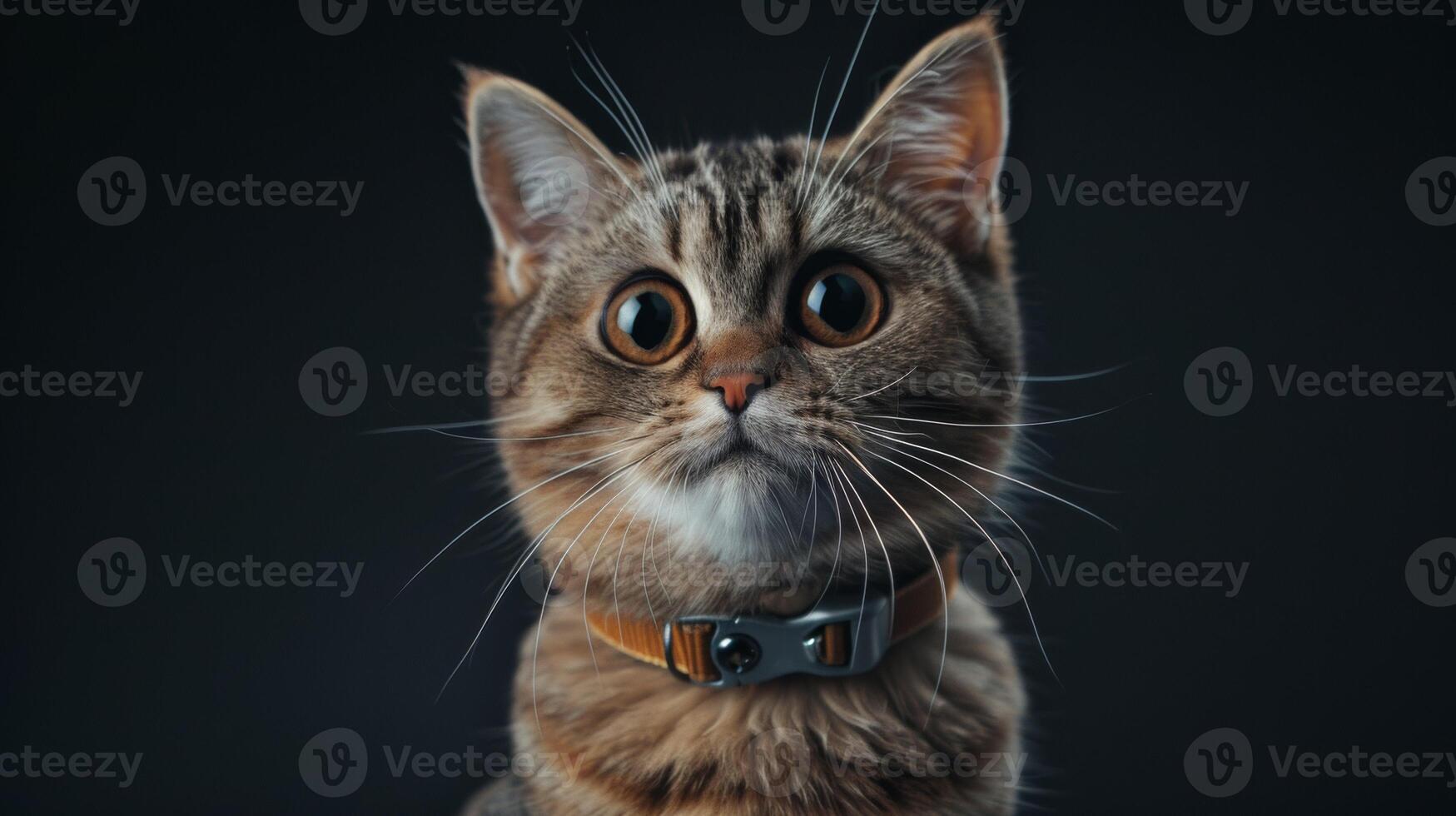 AI generated Cat with a cat collar professional photography photo