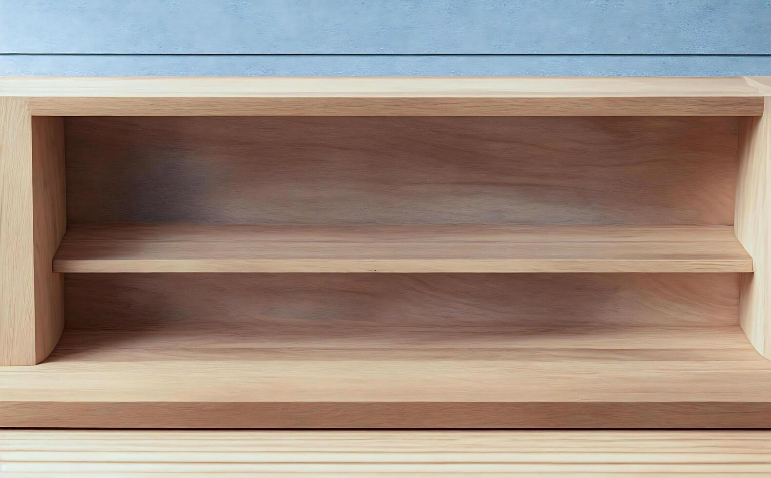 AI generated Shelf wooden with display empty product photo