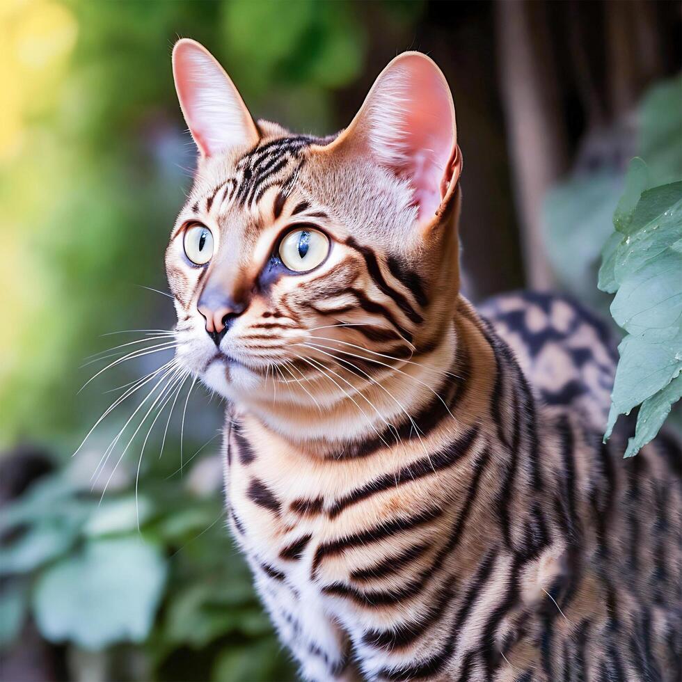 AI generated Bengal Cat Outdoor photo