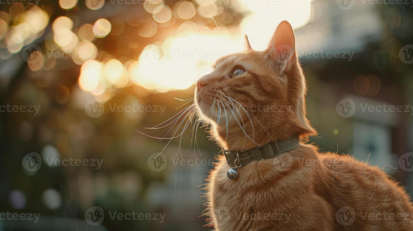 AI generated Cat with a cat collar professional photography photo