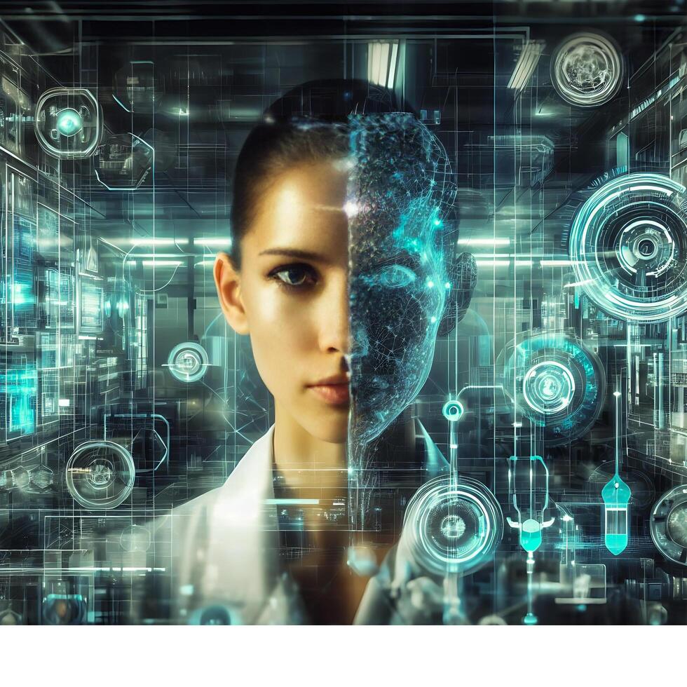 AI generated Navigating the Future in a Futuristic Smart City with Global Network Technology photo