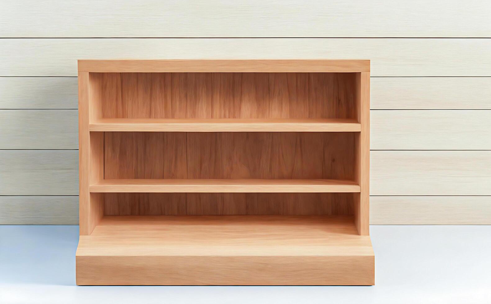 AI generated Shelf wooden with display empty product photo