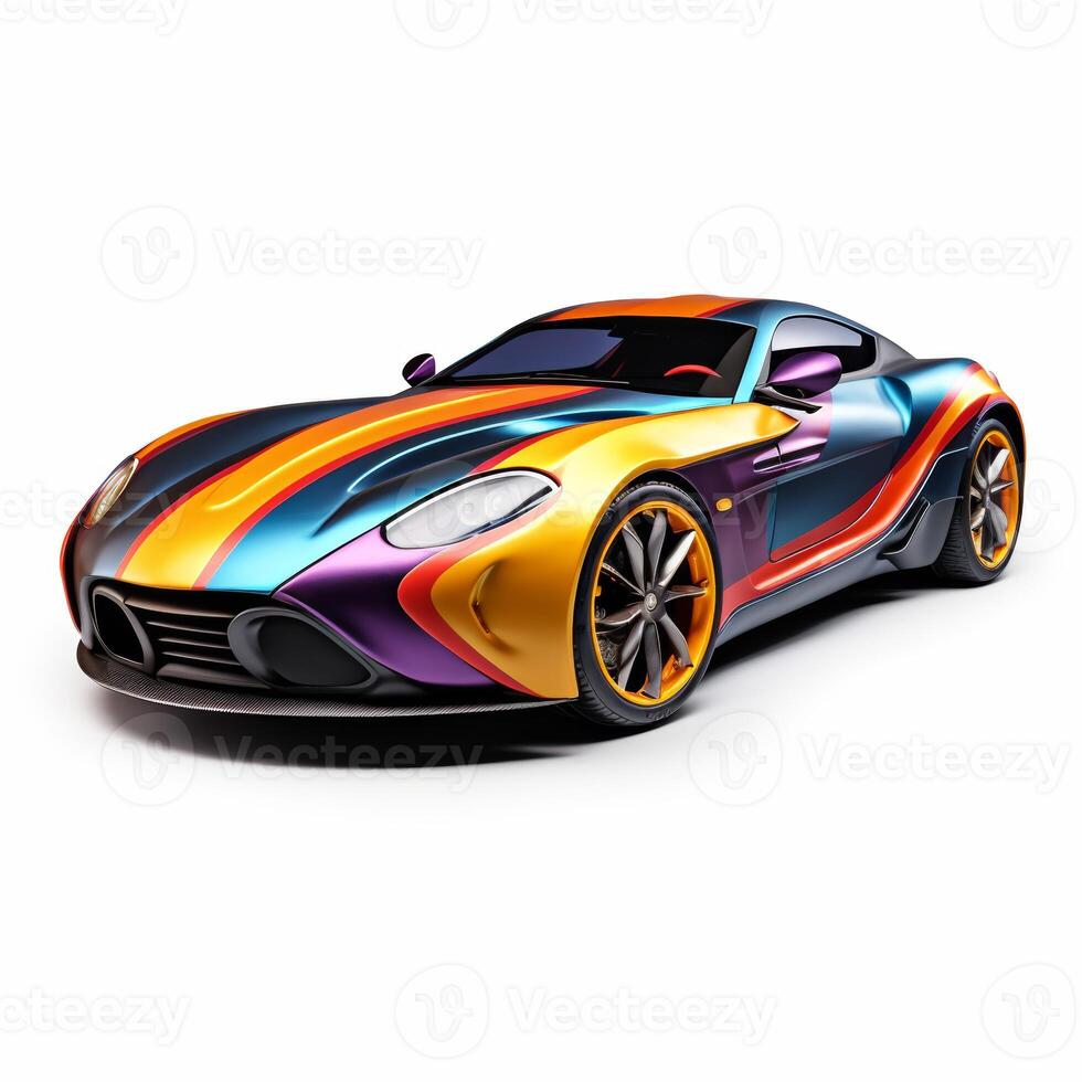 AI generated full length car on a white background photo