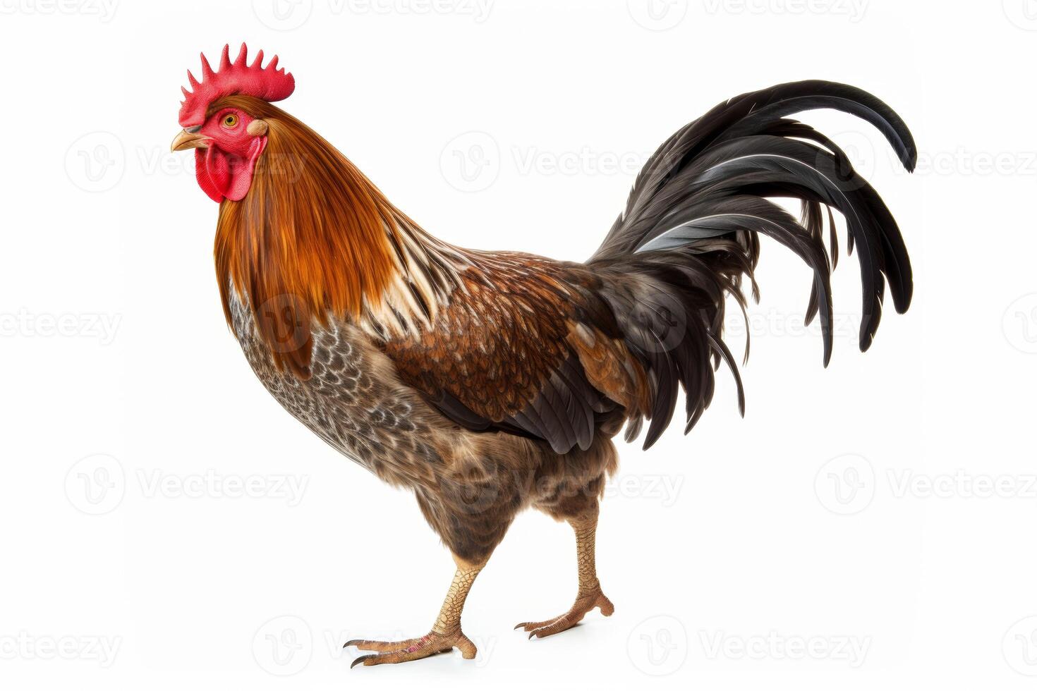 AI generated rooster illustration on white background photo