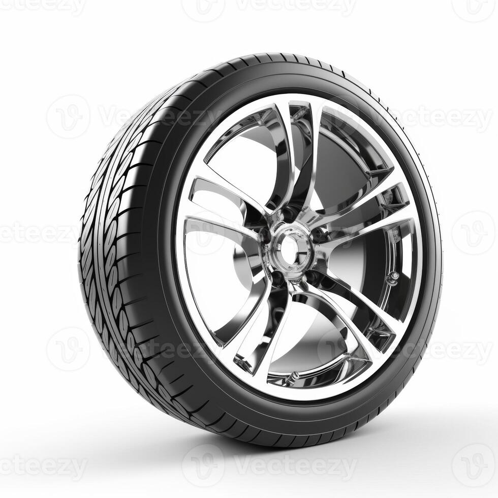 AI generated car wheel on a white background photo