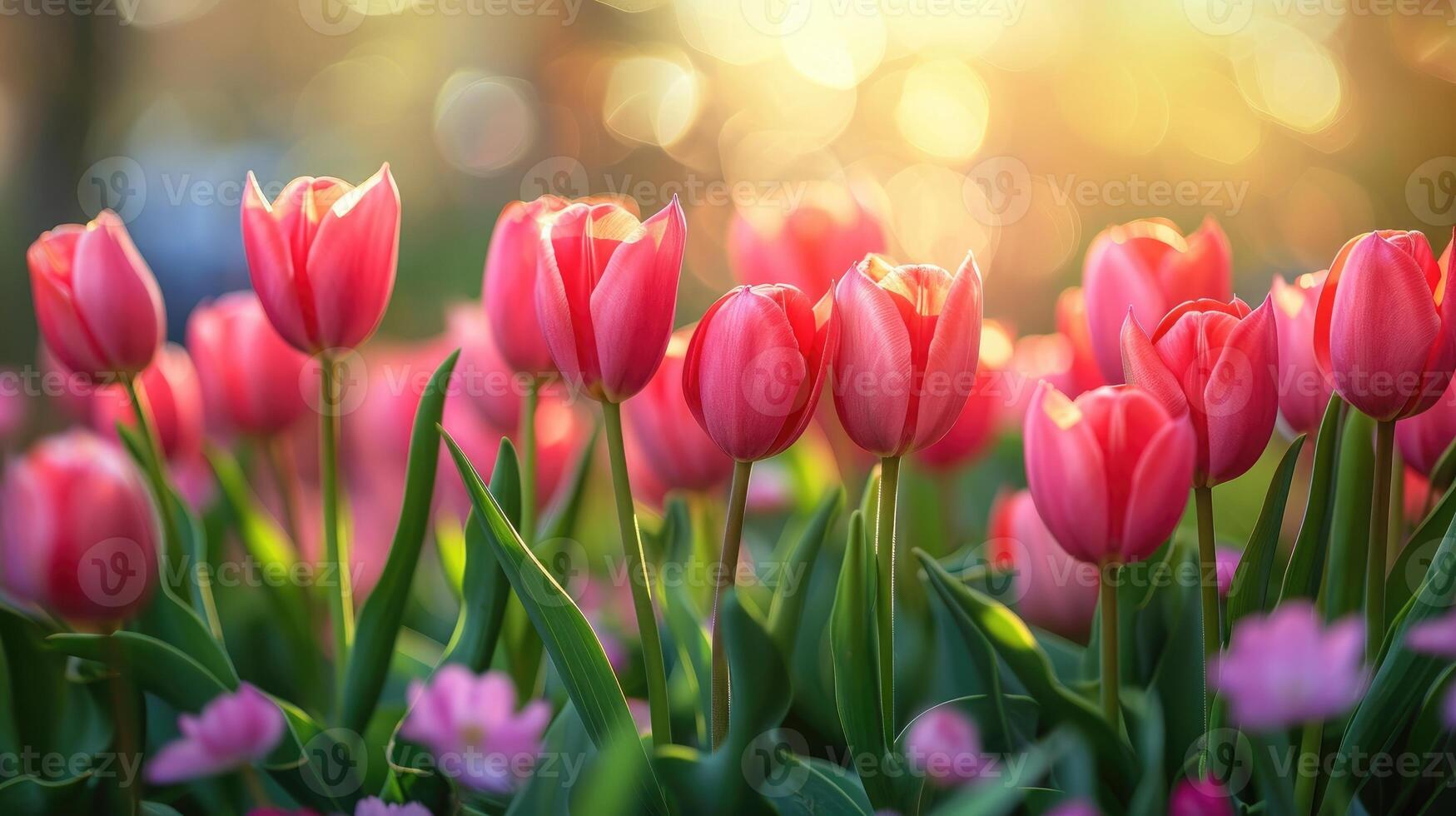 AI generated Tulip flowers blooming in the garden photo