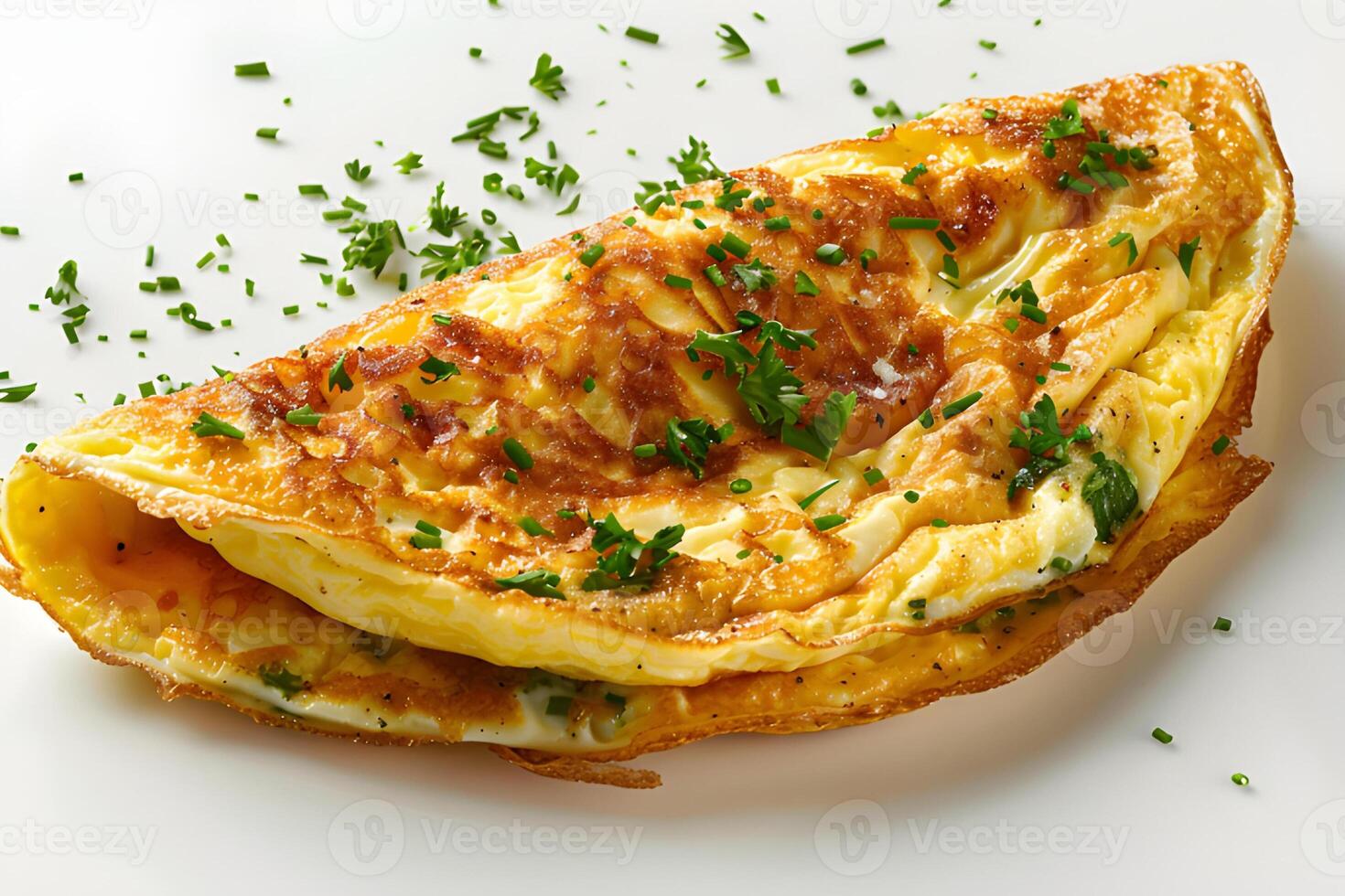 AI generated omelette isolated on white background photo