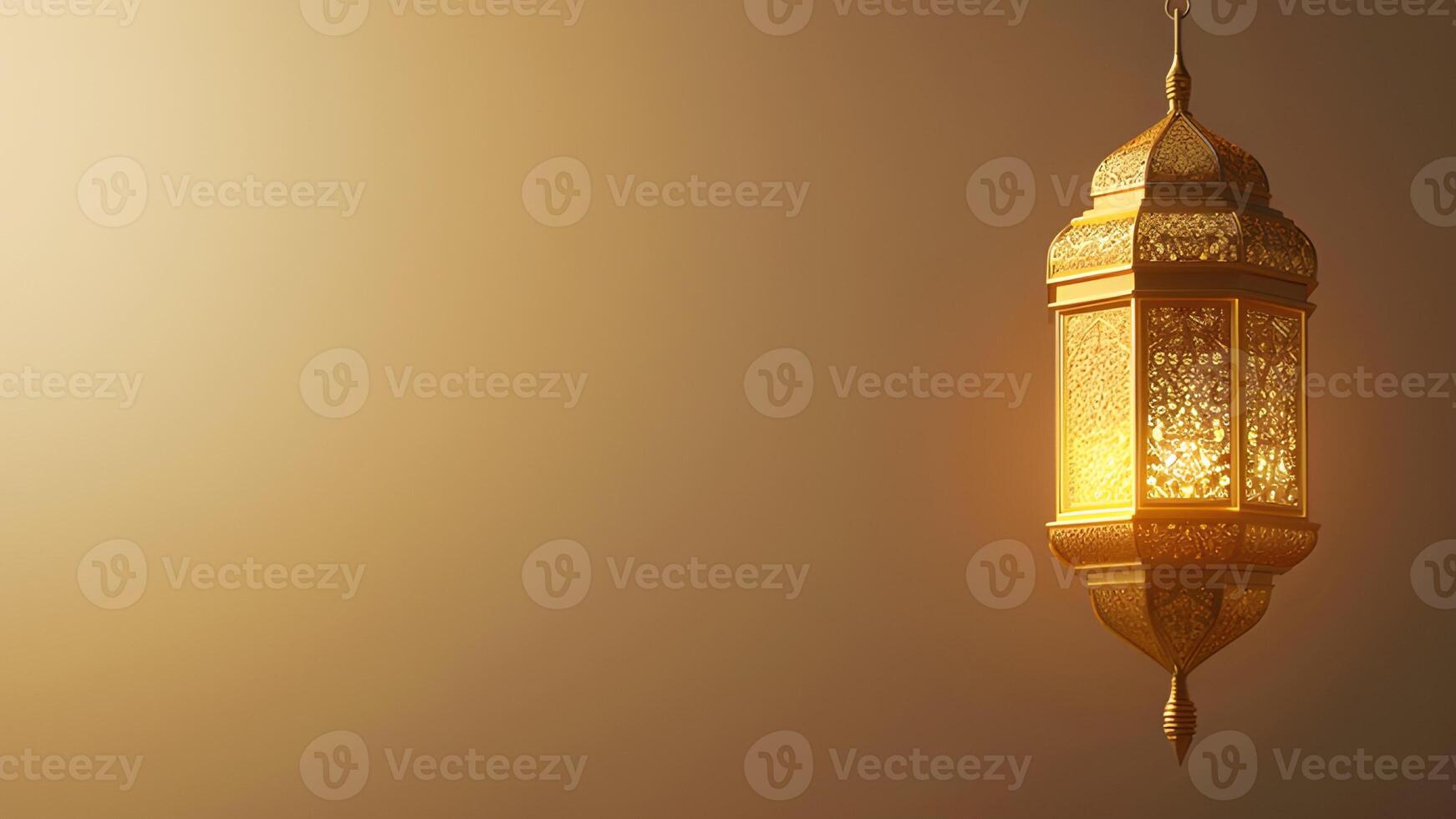 AI generated Islamic Ramadan Kareem background with copy space area. Arabic lantern photo