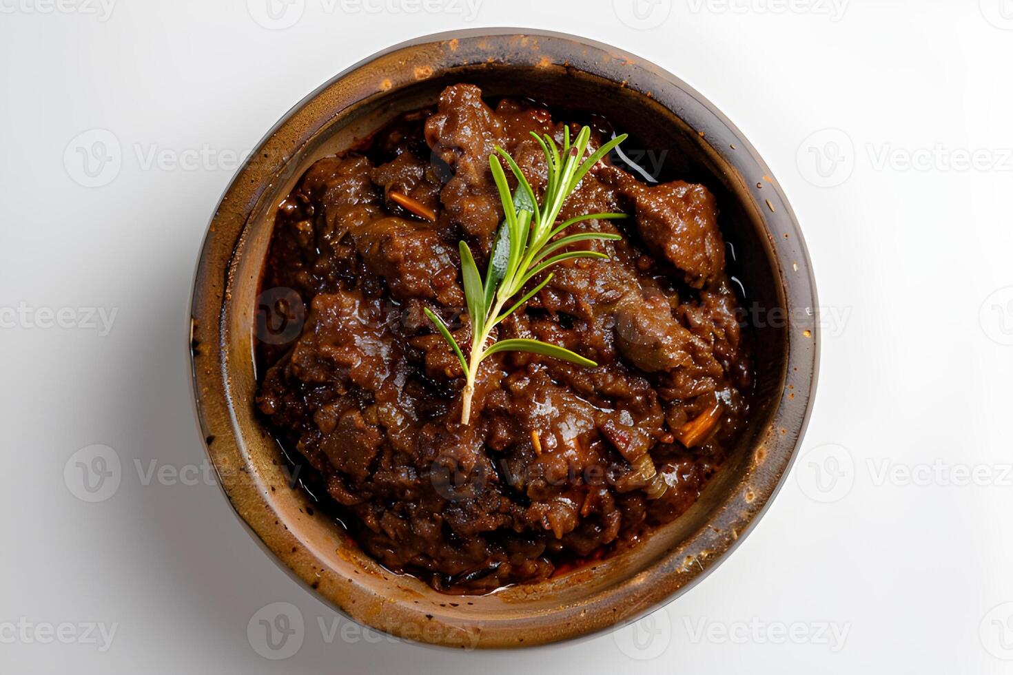 AI generated rendang isolated on white background photo