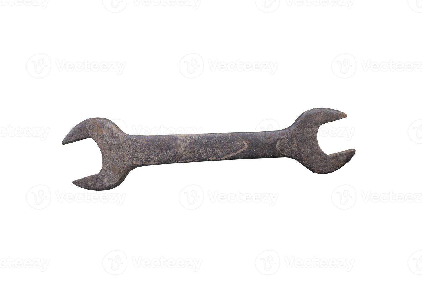Rusty old spanner and wrench isolated photo