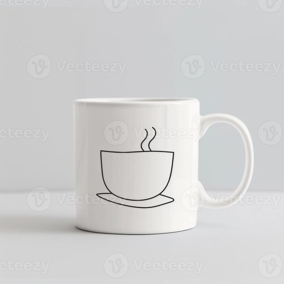 AI generated minimalistic style white mug on white background photo
