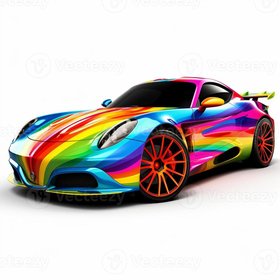 AI generated full length car on a white background photo
