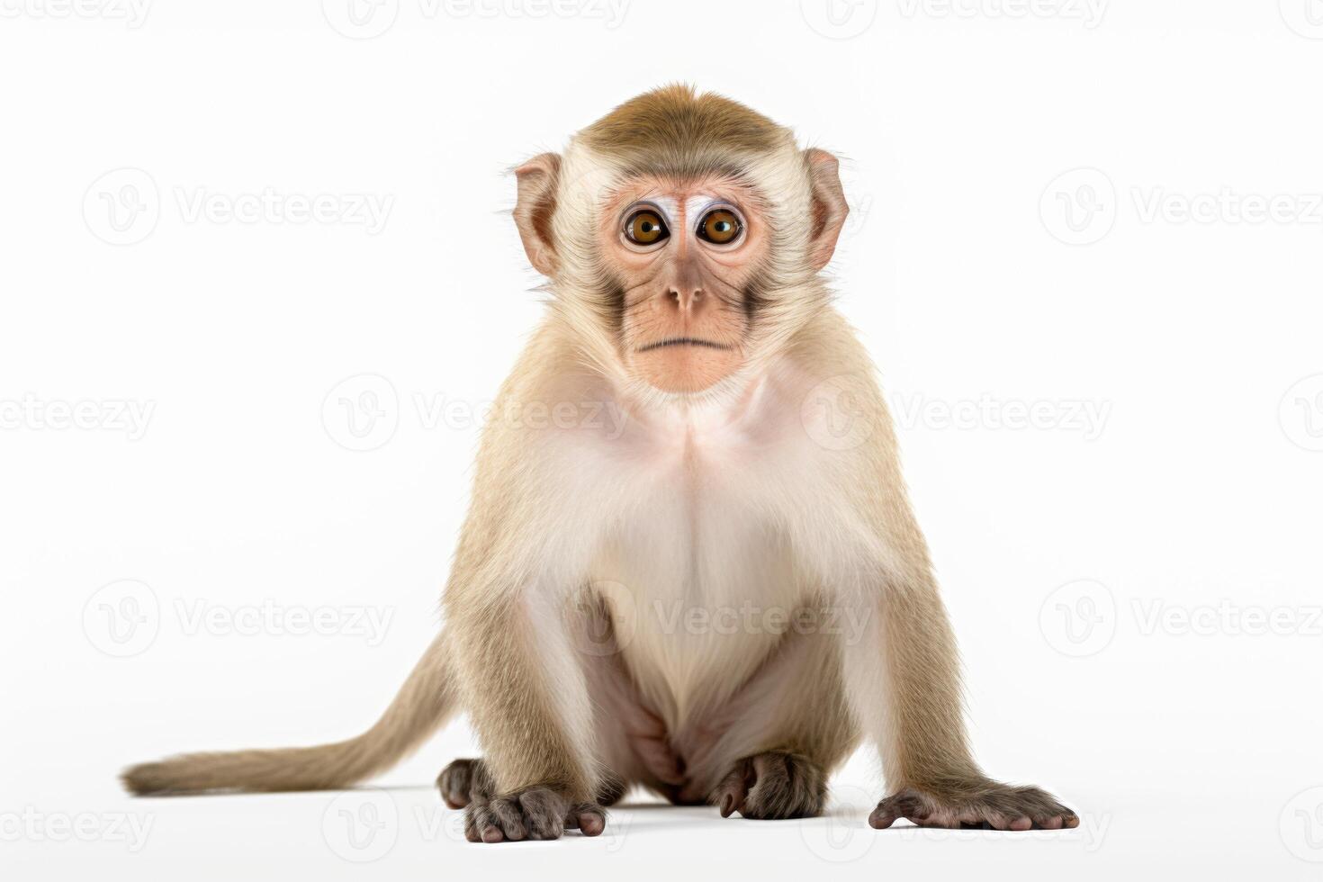 AI generated macaque monkey on white background photo