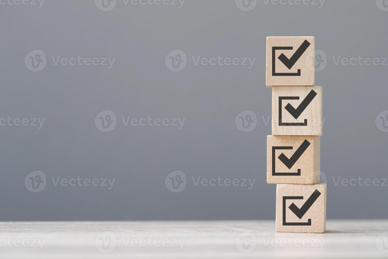 wood cube block with customer satisfaction rating to measure product evaluation photo