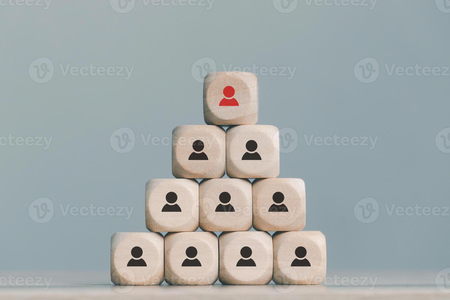 wood cube block with Organizational leader working as a team photo