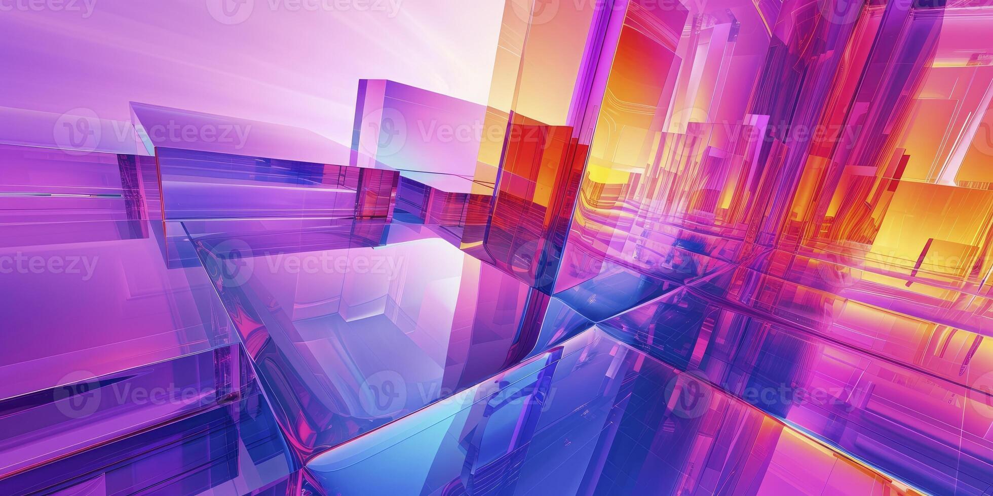 AI generated Abstract 3D Futuristic Background, Purple and Blue Hues Creating a Visionary Atmosphere. photo