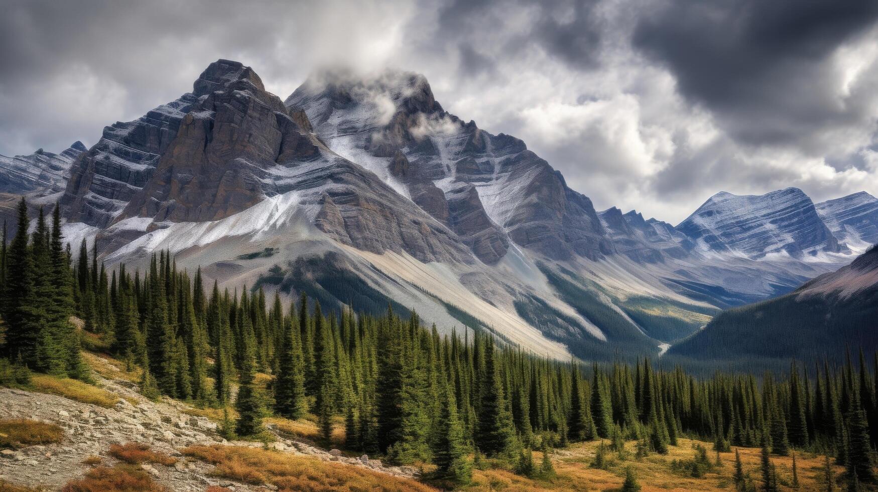 AI generated High dynamic range and rocky mountains a stunning view photo