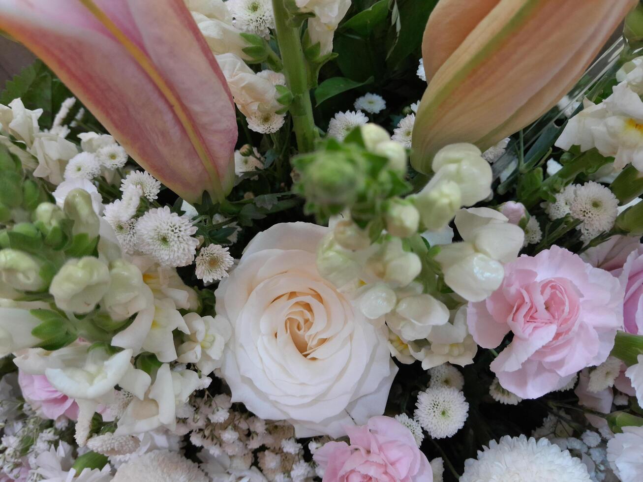 Photo bucket with various kinds of beautiful flowers