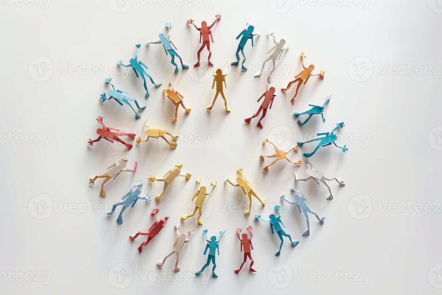 AI Generated Human figures making a circle on a white background. Diversity and Inclusion concept. photo